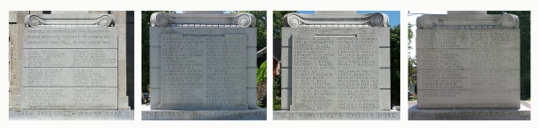 Names on the Lennox and Addington cenotaph